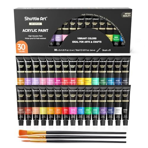 Shuttle Art Acrylic Paint Set, 30 x12ml Tubes for Artists.
