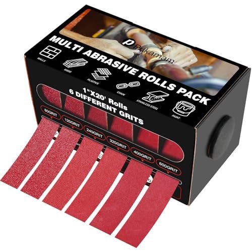 Emery Cloth Roll, 6 Grits 1'' x 19.7' with Dispenser.