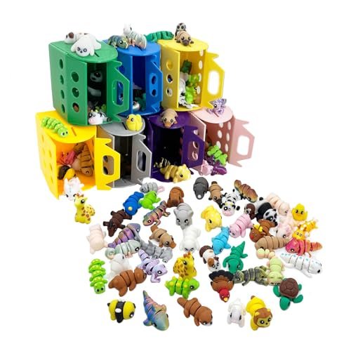 10Pcs Mini Animals Figures Set, 3D Printed Flexible Fidget...