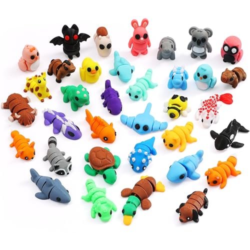 MONJITA 35 pcs Mini 3D Printed Animal Articulated Fidget...