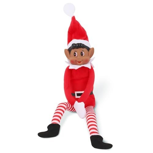 Christmas Elf Behaving Badly Plush Toy | Long Bendy Brown.