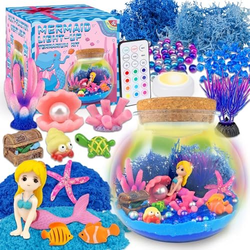 7july Mermaid Terrarium Craft Kit for Kids LED Night Light.