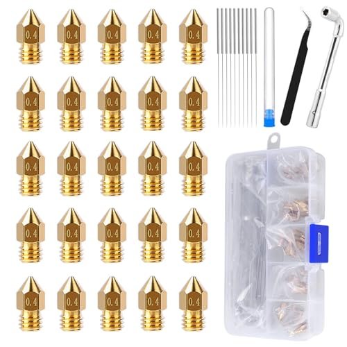Comgrow 25PCS MK8 Ender 3 V2 Nozzles Brass Hotend Tools