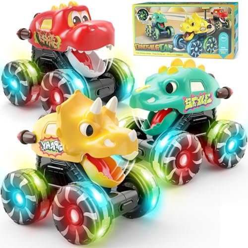 Intoypad 3 Pack Dinosaur Car Toys for Toddlers Boys