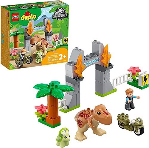 LEGO DUPLO Jurassic World T. rex and Triceratops Dinosaur...