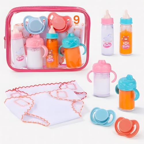 BABESIDE Baby Doll Accessories – 9 Pcs Feeding Set.