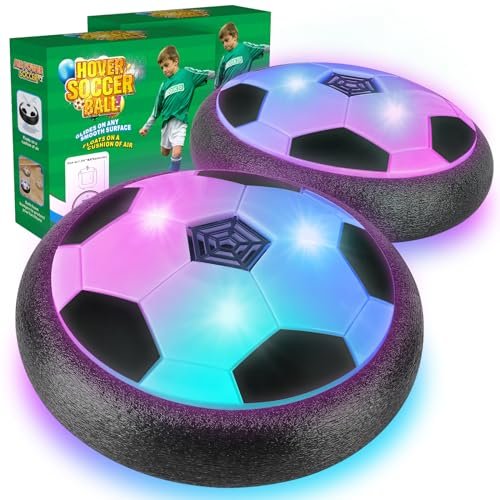2 Pack Hover Soccer Ball with 8 Batteries, LED Indoor