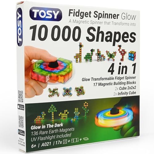 TOSY Magnet Fidget Spinner Glow - 16 Block Transforming STEM