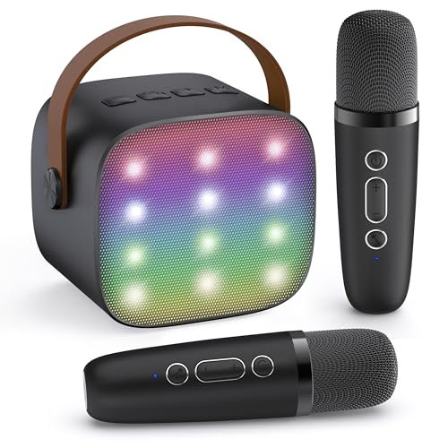 YLL Mini Karaoke Machine with 2 Wireless Microphones for...