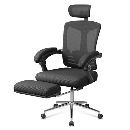 DEVAISE Ergonomic Mesh Office Desk Chair with Footrest,...