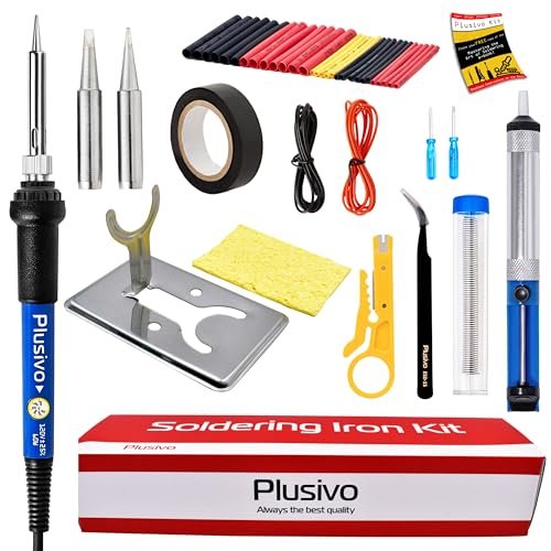 Plusivo Soldering Iron Kit, 60W Adjustable Temperature...