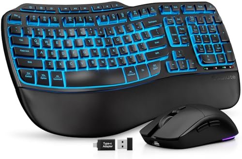 Ergonomic Wireless Keyboard and Mouse Combo, Rechargeable...