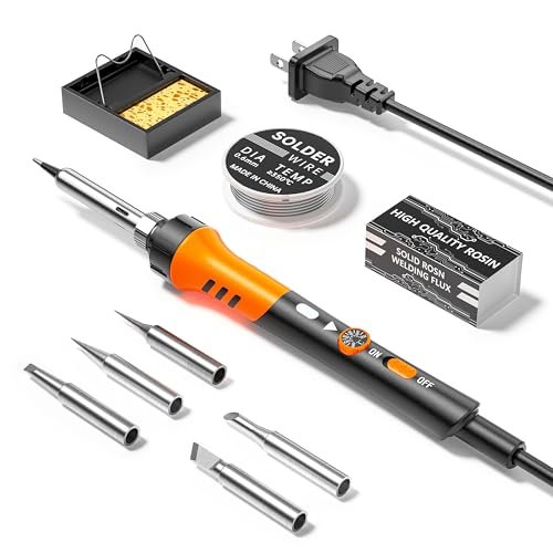 60W Adjustable Temperature Soldering Iron Kit - 9-in-1 With...