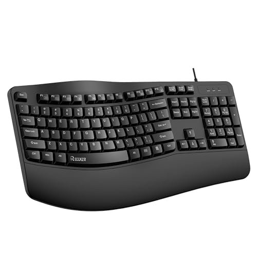 RECCAZR Ergonomic Keyboard, Wired Computer USB Keyboard...