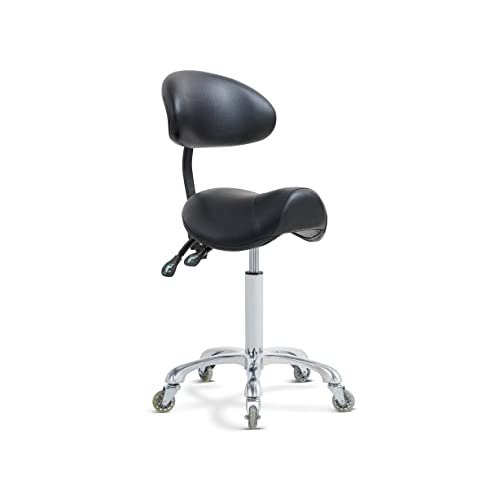 Antlu Saddle Stool Rolling Chair with Back...