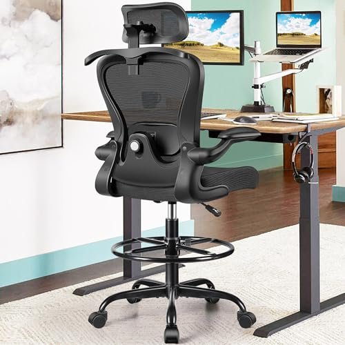 Drafting Chair, Tall Office Chair with 3D Lumbar & Head...
