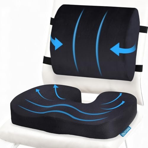 QUTOOL Seat Cushion and Lumbar Support Set for Office...