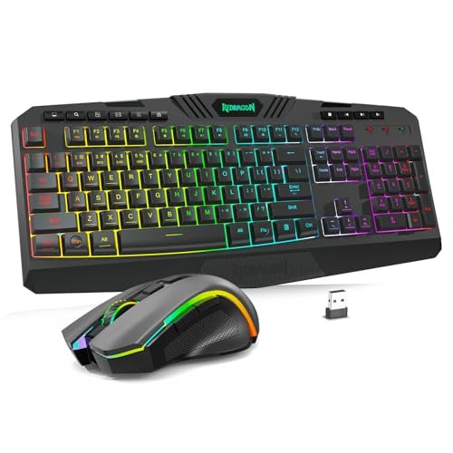 Redragon S101M-KS Gaming Keyboard and Mouse Wireless with...