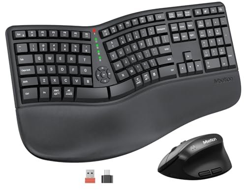 MEETION Ergonomic Keyboard and Mouse, Wireless Keyboard...