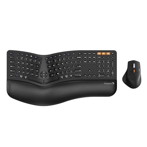 ProtoArc Ergonomic Wireless Keyboard Mouse, EKM01 Plus Full...