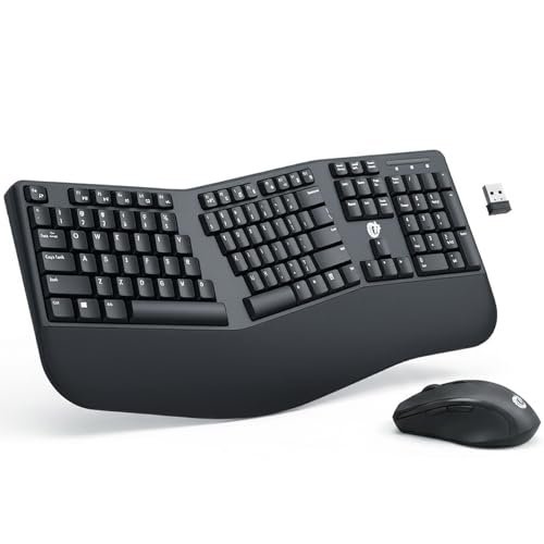 Ubxxziy Ergonomic Wireless Keyboard and Mouse Combo, 2.4GHz...