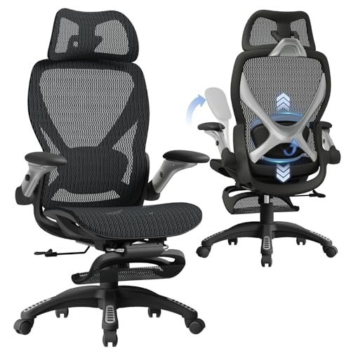 ELABEST X100 Ergonomic Mesh Office Chair with Footrest, Big...