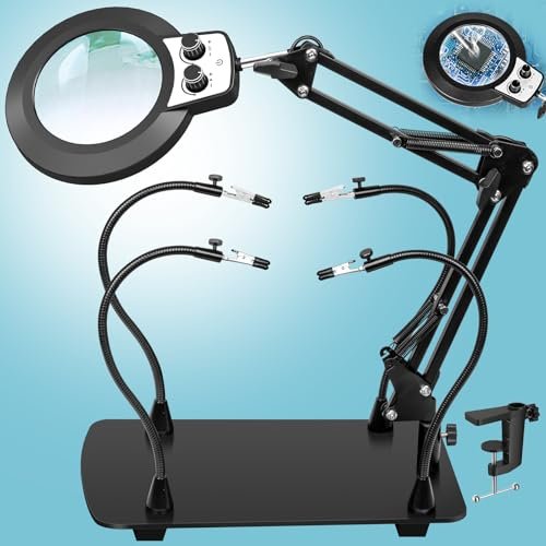 KUVRS Helping Hands Soldering Station, 10X Magnifying Glass...