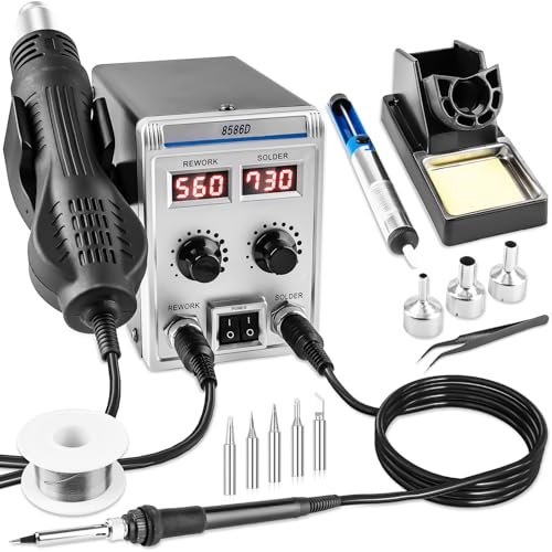 8586D 2 In 1 Soldering Station, SMD Hot Air Rework...