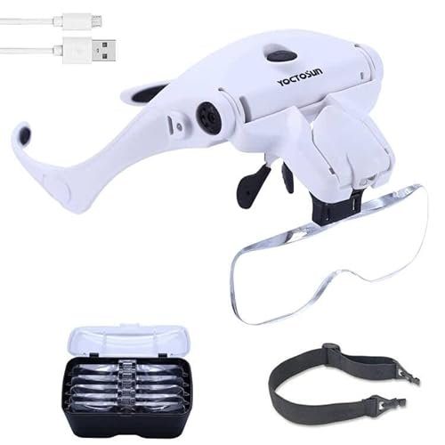 YOCTOSUN LED Head Magnifier, Rechargeable Hands Free...