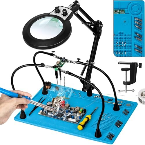 KUVRS 10X Magnifying Glass with Light and Stand, Helping...