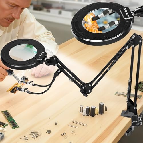 KUVRS 12X Magnifying Glass with Light and Stand, Ultra...