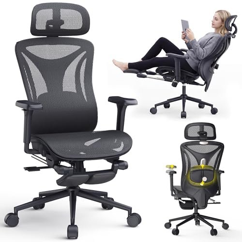 CYKOV Ergonomic Office Chair with Footrest - Adjustable...