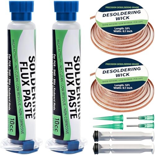 Solder Flux Paste & Desoldering Wick: No Clean Rosin...