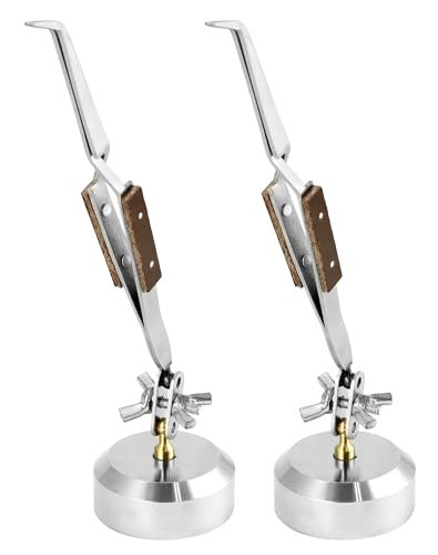 QWORK Third Hand Tweezers, 2 Pack Cross Locking Jewelry...