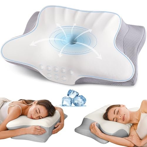 Cervical Neck Pillow for Pain Relief, Ergonomic Pillow Side...